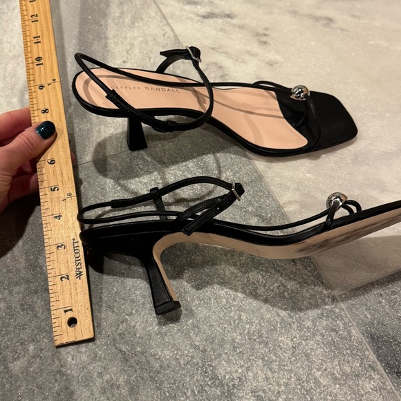 LOEFFLER RANDALL triana 70mm strappy mid heel sandal with silver ball black 10 - Picture 8 of 11